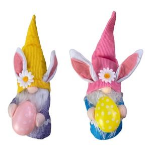 2 Pack of 13” Plush Easter Bunny Gnomes Set w/ Eggs